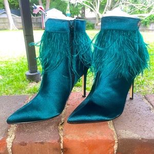 Nina Danella Green Satin Bootie